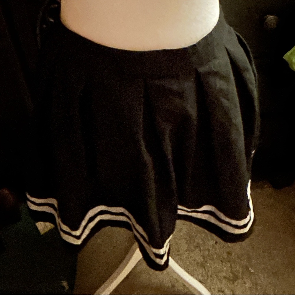 Hot Topic Black Skater Skirt with White Stripes